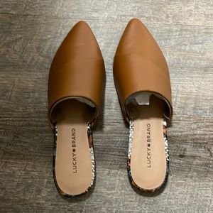 Lucky Brand Carmel Leather Mules—Never Worn